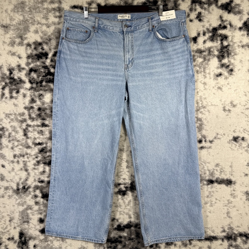 Abercrombie Fitch The Ultra Loose Jeans Womens 18R Light Wash‎ Baggy Y2k Skater
